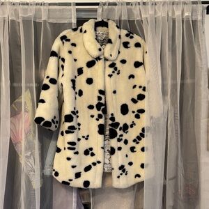 Women's Black and White Faux Fur Coat